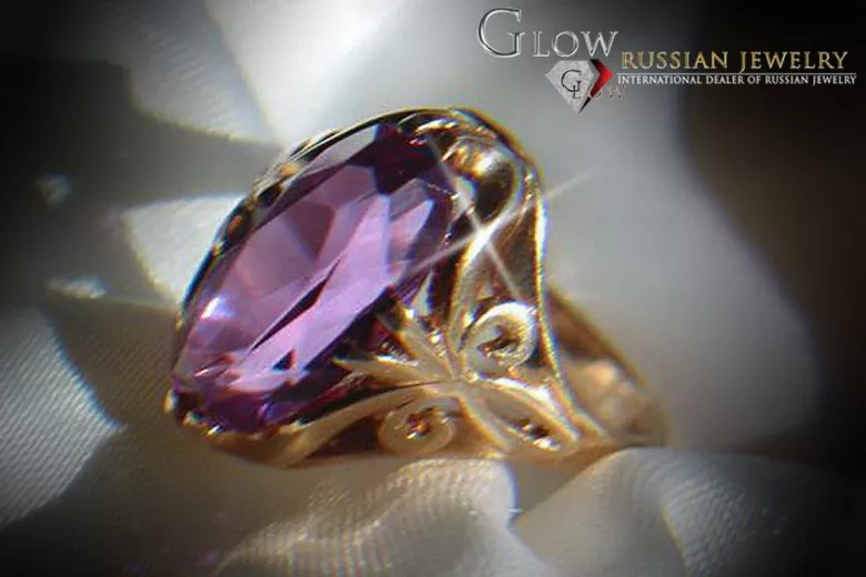 Russe soviétique rose 14k 585 or Alexandrite Rubis Émeraude Saphir Zircon bague vrc082