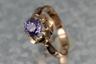 Russisch Sowjetrosa 14 Karat 585 Gold Alexandrit Rubin Smaragd Saphir Zirkon Ring vrc083