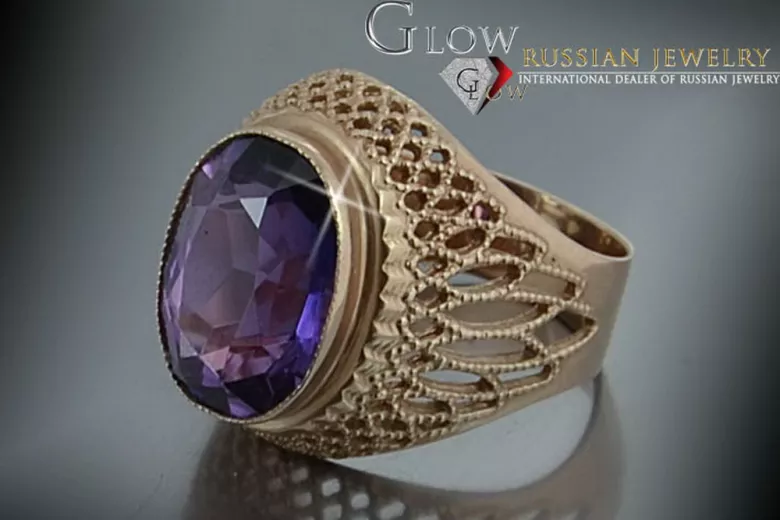 Russisch Sowjetrosa 14 Karat 585 Gold Alexandrit Rubin Smaragd Saphir Zirkon Ring vrc089