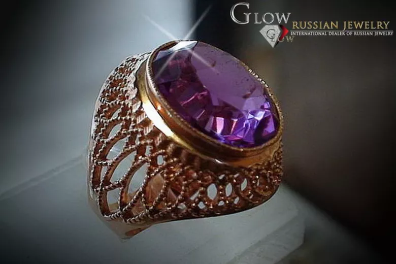 Russe soviétique rose 14k 585 or Alexandrite Rubis Émeraude Saphir Zircon bague vrc089