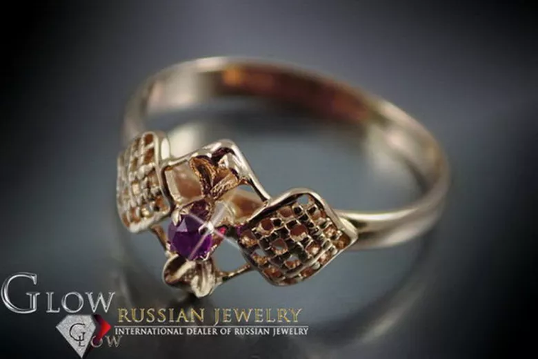 Russisch Sowjetrosa 14 Karat 585 Gold Alexandrit Rubin Smaragd Saphir Zirkon Ring vrc105