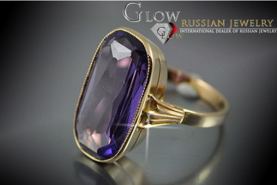 Bague Russe Soviétique Rose Or 14K Alexandrite Rubis Émeraude Saphir Zircon 585 vrc113