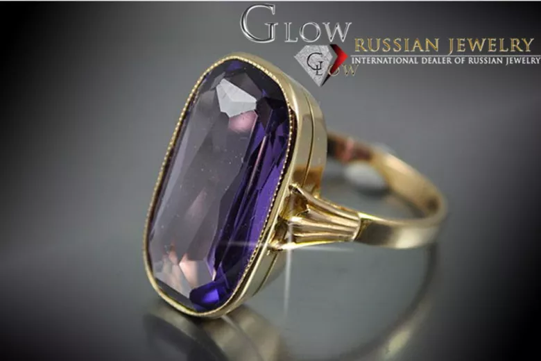 Russe soviétique rose 14k 585 or Alexandrite Rubis Émeraude Saphir Zircon bague vrc113