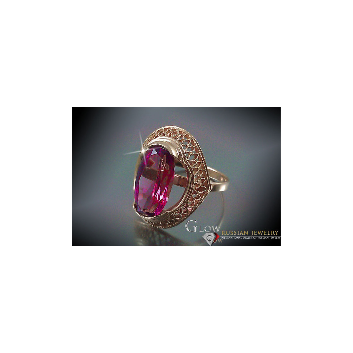 Russe soviétique rose 14k 585 or Alexandrite Rubis Émeraude Saphir Zircon bague vrc119