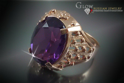 Bague Russe Soviétique Rose Or 14K Alexandrite Rubis Émeraude Saphir Zircon 585 vrc120