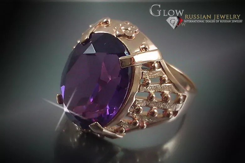 Russe soviétique rose 14k 585 or Alexandrite Rubis Émeraude Saphir Zircon bague vrc120