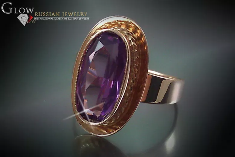 Russe soviétique rose 14k 585 or Alexandrite Rubis Émeraude Saphir Zircon bague vrc123