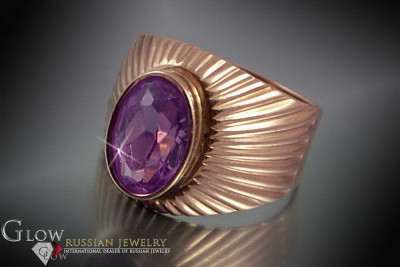 Bague Russe Soviétique Rose Or 14K Alexandrite Rubis Émeraude Saphir Zircon 585 vrc127