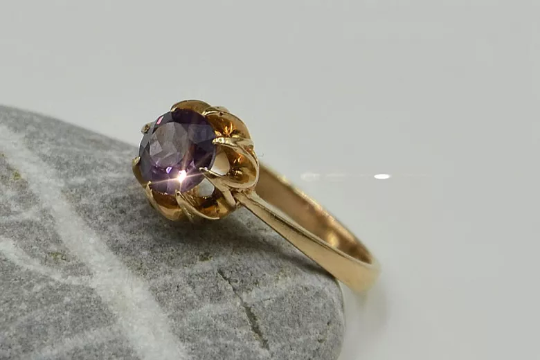 Russe soviétique rose 14k 585 or Alexandrite Rubis Émeraude Saphir Zircon bague vrc131