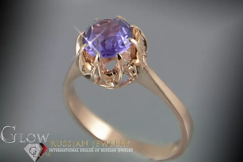 Russe soviétique rose 14k 585 or Alexandrite Rubis Émeraude Saphir Zircon bague vrc131