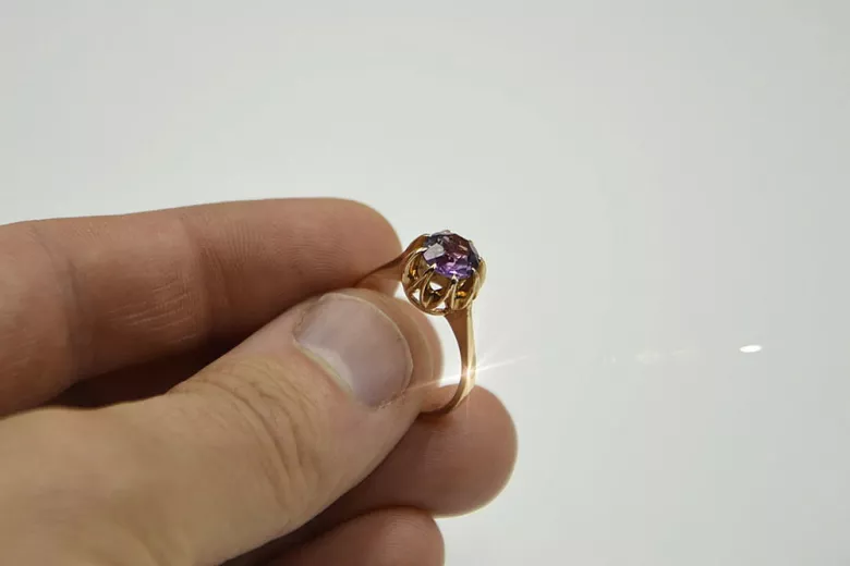 Russe soviétique rose 14k 585 or Alexandrite Rubis Émeraude Saphir Zircon bague vrc131