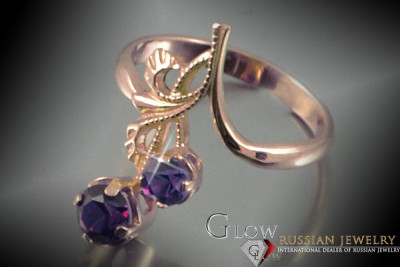 Sovietic rus a crescut 14k 585 aur Alexandrite Ruby Emerald Safir Zircon inel vrc132