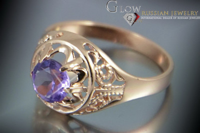 Bague Russe Soviétique Rose Or 14K Alexandrite Rubis Émeraude Saphir Zircon 585 vrc133