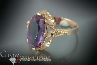 Russisch Sowjetrosa 14 Karat 585 Gold Alexandrit Rubin Smaragd Saphir Zirkon Ring vrc134