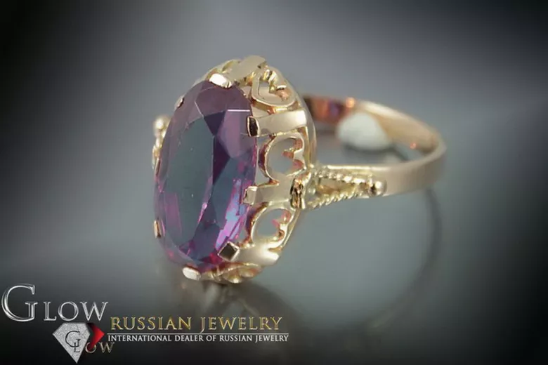 Russian Soviet rose 14k 585 gold Alexandrite Ruby Emerald Sapphire Zircon ring  vrc134