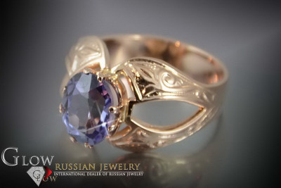 Sovieticul rus a crescut 14k 585 aur Alexandrite Ruby Emerald Safir Zircon inel vrc135