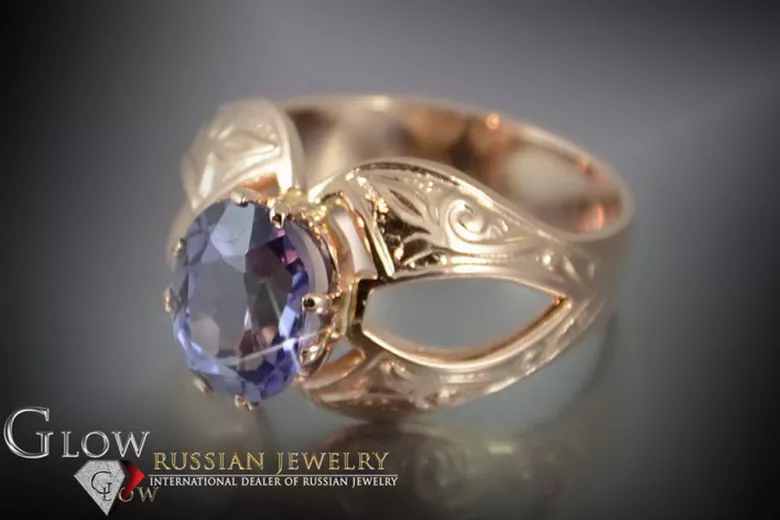 Russe soviétique rose 14k 585 or Alexandrite Rubis Émeraude Saphir Zircon bague vrc135