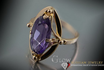 Radziecki 14k 585 złoty Rosyjski pierścionek z różowego złota z Aleksandrytem Rubinem Szafirem Szmaragdem Cyrkonią vrc140