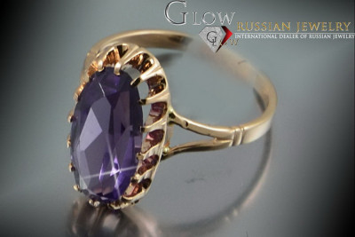 Bague Russe Soviétique Rose Or 14K Alexandrite Rubis Émeraude Saphir Zircon 585 vrc143