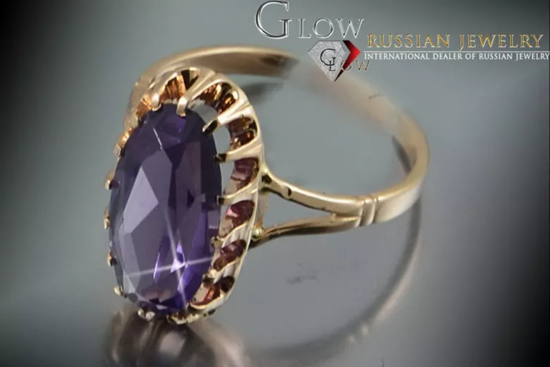 Russe soviétique rose 14k 585 or Alexandrite Rubis Émeraude Saphir Zircon bague vrc143