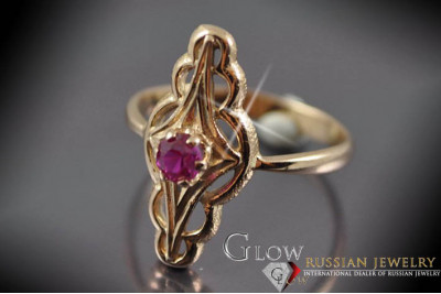 Bague Russe Soviétique Rose Or 14K Alexandrite Rubis Émeraude Saphir Zircon 585 vrc145