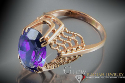 Radziecki 14k 585 złoty Rosyjski pierścionek z różowego złota z Aleksandrytem Rubinem Szafirem Szmaragdem Cyrkonią vrc146