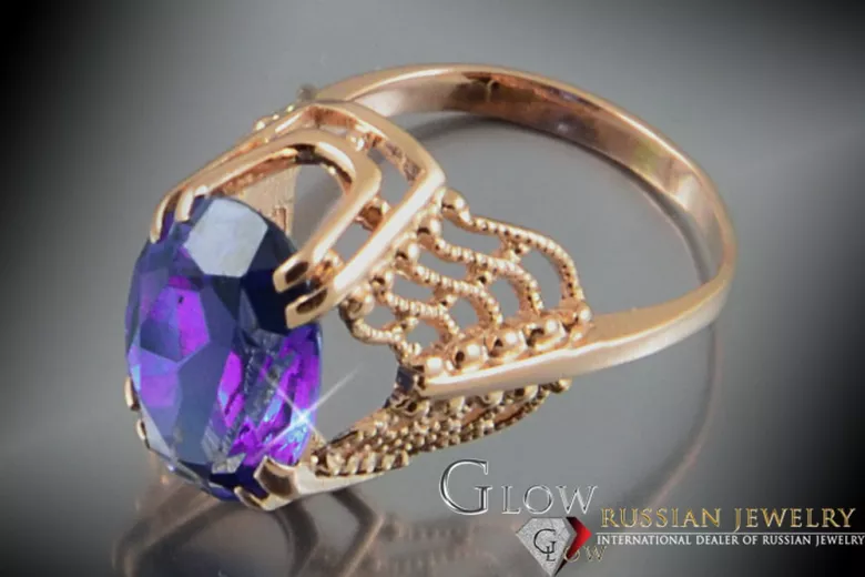 Russie soviétique rose 14k 585 or Alexandrite rubis émeraude saphir Zircon bague vrc146