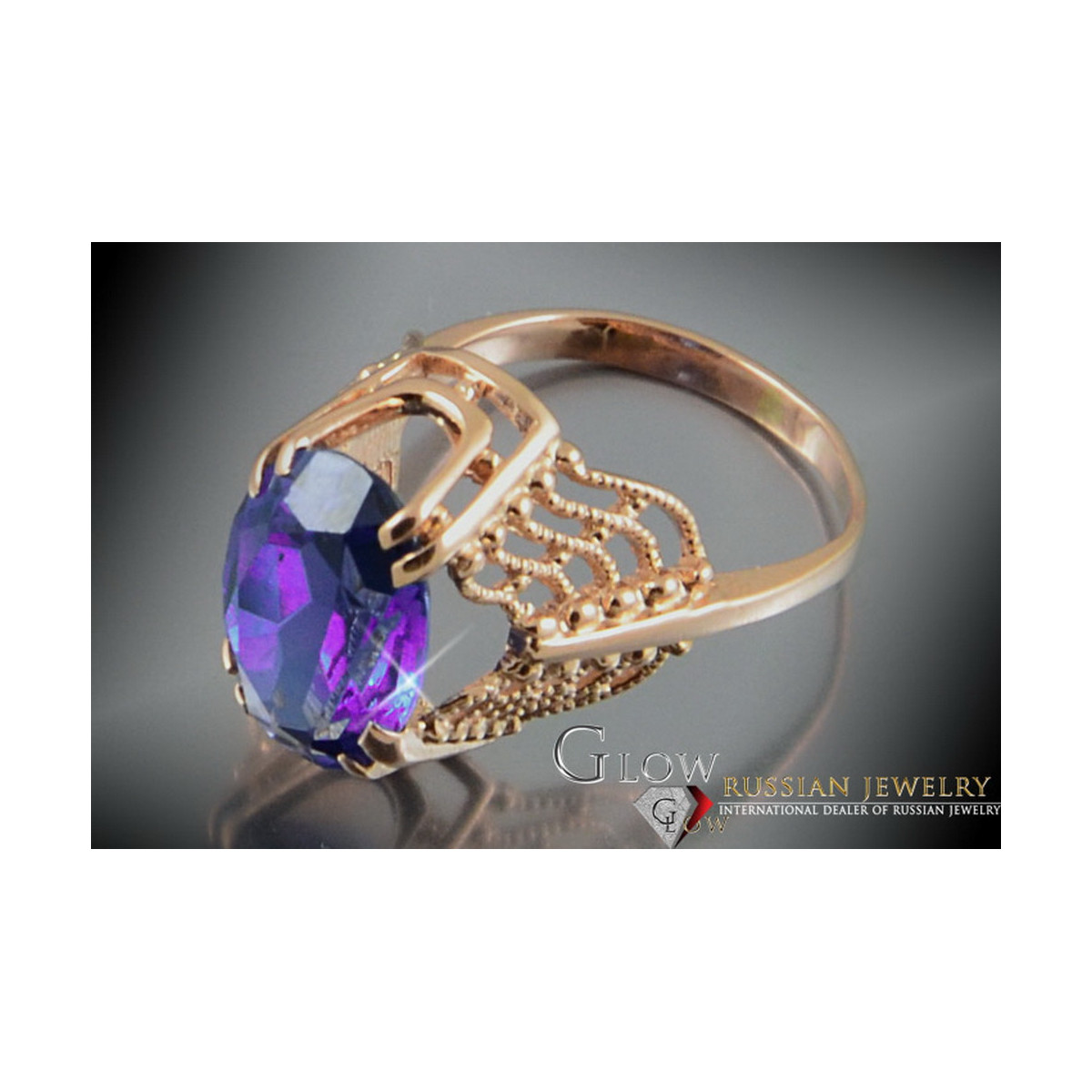 Russie soviétique rose 14k 585 or Alexandrite rubis émeraude saphir Zircon bague vrc146