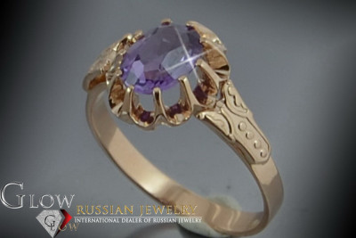 Bague Russe Soviétique Rose Or 14K Alexandrite Rubis Émeraude Saphir Zircon 585 vrc149