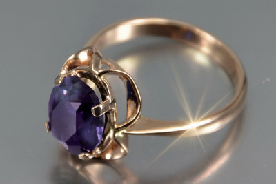 Russian Soviet rose 14k 585 gold Alexandrite Ruby Emerald Sapphire Zircon ring  vrc206