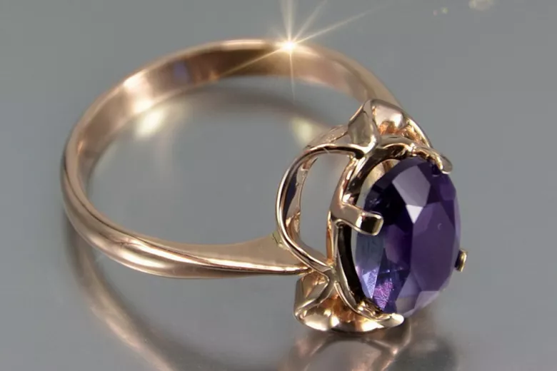 Russie soviétique rose 14k 585 or Alexandrite rubis émeraude saphir Zircon bague vrc206