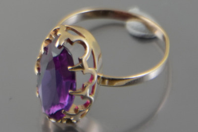 Bague Russe Soviétique Rose Or 14K Alexandrite Rubis Émeraude Saphir Zircon 585 vrc253