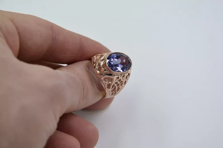 Russie soviétique rose 14k 585 or Alexandrite rubis émeraude saphir Zircon bague vrc347