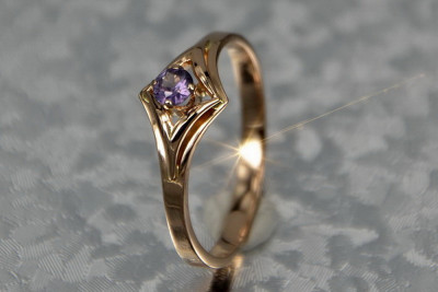 Bague Russe Soviétique Rose Or 14K Alexandrite Rubis Émeraude Saphir Zircon 585 vrc351