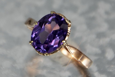 Bague Russe Soviétique Rose Or 14K Alexandrite Rubis Émeraude Saphir Zircon 585 vrc354