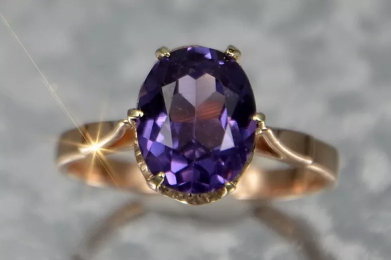 Russie soviétique rose 14k 585 or Alexandrite rubis émeraude saphir Zircon bague vrc354