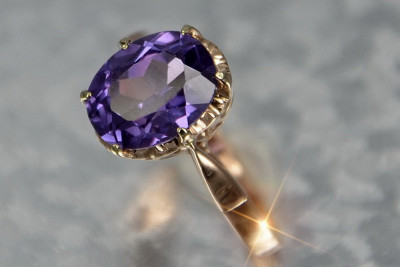 Russie soviétique rose 14k 585 or Alexandrite rubis émeraude saphir Zircon bague vrc354