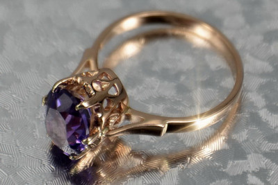 Russie soviétique rose 14k 585 or Alexandrite rubis émeraude saphir Zircon bague vrc354