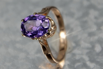 Sovietic rus a crescut 14k 585 aur Alexandrite Ruby Emerald Safir Zircon inel vrc354