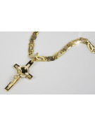 Croix catholique italienne jaune blanc 14 carats & Chaîne élégante