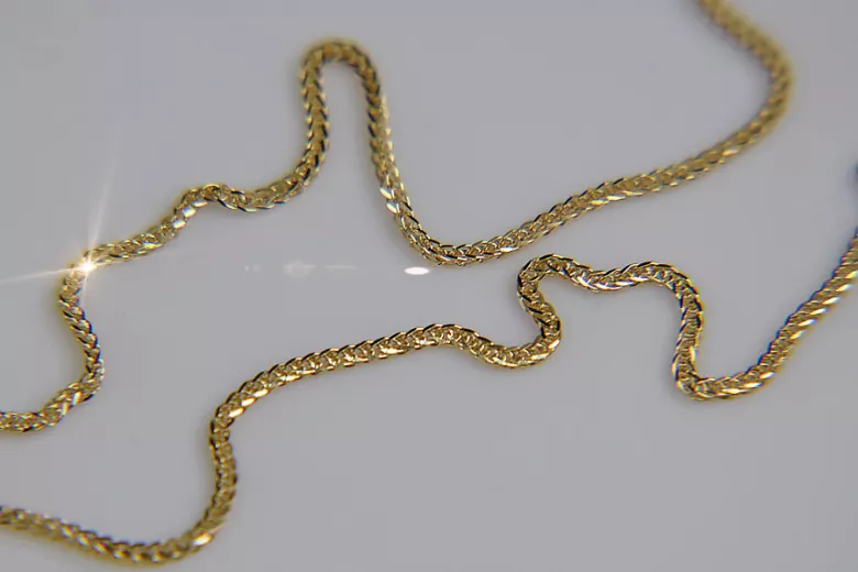 Italienisch gelb 585 14 Karat Gold Spiga Kette cc036y