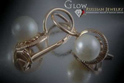 "Original Vintage, 14K Rose Gold Pearl Earrings" vepr001