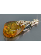 Pendentif d'ambre classique en or rose 14 carats 585 vintage vpab002