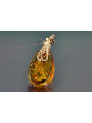 Pendentif d'ambre classique en or rose 14 carats 585 vintage vpab002