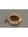 "Pendentif d'Origine Ambre et Or Rose 14 Carats, Style Vintage" vpab004