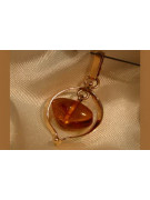 "Classic Amber Pendant in 14k 585 Rose Gold - Vintage Original" vpab005