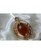 Pendentif précieux vintage en ambre et or rose 14 carats vpab008