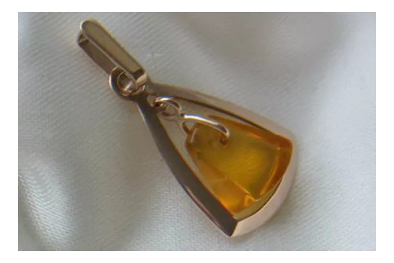 "Original Vintage Amber Pendant in 14K Rose Gold Finish" vpab010