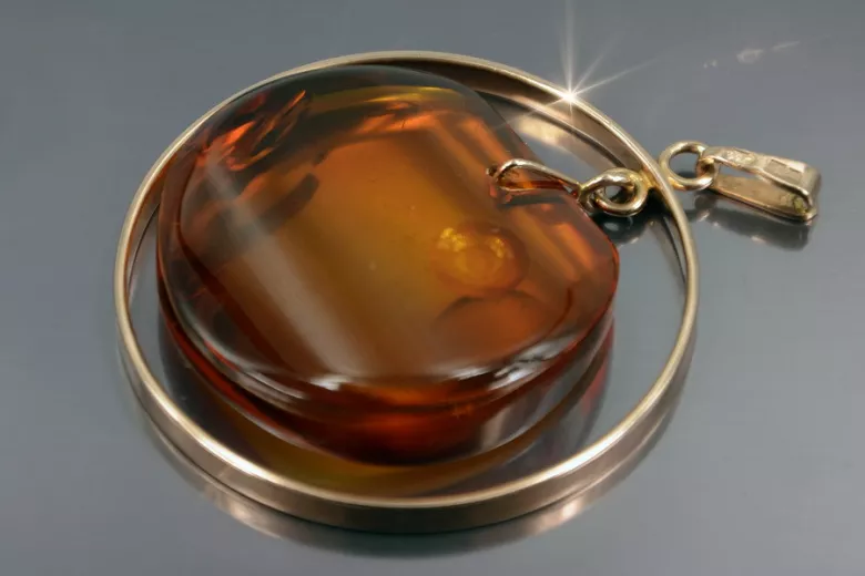 Russian rose Soviet gold amber pendant