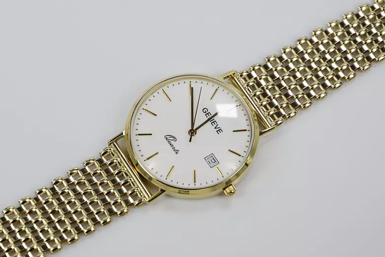 Gold men's watch Geneve ★ zlotychlopak.pl ★ Gold purity 585 333 Low Price!